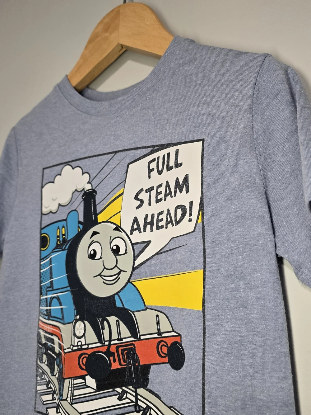 GAP Kids Light Blue Thomas & Friends 'Full Steam Ahead' Graphic T Vintage Style.
